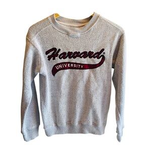 Harvard Licensed Gear Gray Embroidered Logo Long Sleeve Unisex Sweatshirt XS